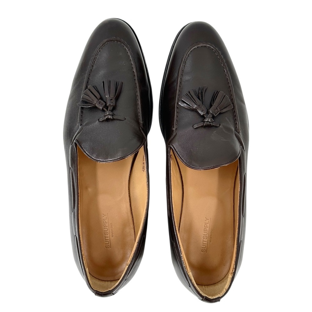 Suitsupply Dark Brown Smooth Leather Slip On Tassel Loafers Dress Shoes sz 11 - Picture 5 of 11